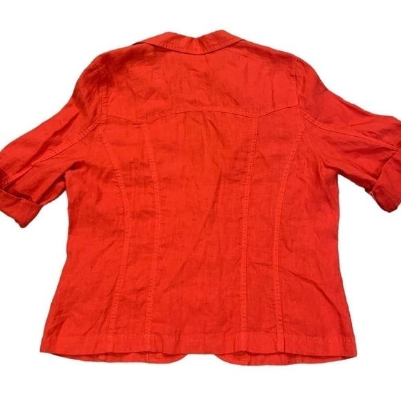Olsen Red Linen Rolled Cuff Blazer - Picture 7 of 12